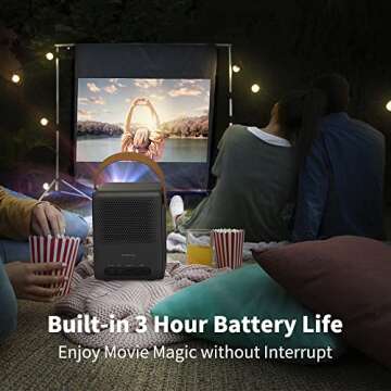 WEMAX Dice Outdoor Portable Projector, 3 Hours Battery, 700 ANSI Lumens Native 1080p, 4K Mini Movie Projector, Mobile Theater, WiFi Bluetooth HDMI USB, Dolby Audio DTS-HD, Auto Focus, Auto Keystone