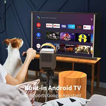 WEMAX Dice Outdoor Portable Projector, 3 Hours Battery, 700 ANSI Lumens Native 1080p, 4K Mini Movie Projector, Mobile Theater, WiFi Bluetooth HDMI USB, Dolby Audio DTS-HD, Auto Focus, Auto Keystone