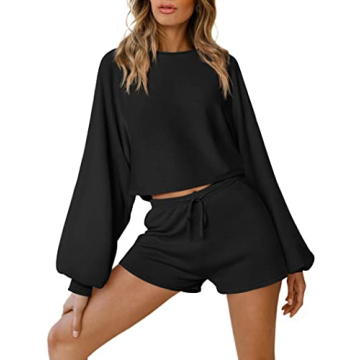 Ekouaer Knit Pajamas Set for Stylish Women Lounge Wear