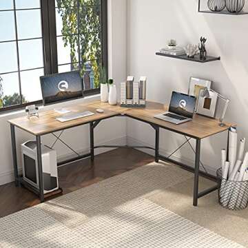 soges L Shaped Gaming Desk, L Desk Computer Corner Desk, 59 x 59 inches Large L Shaped Desk for Home...