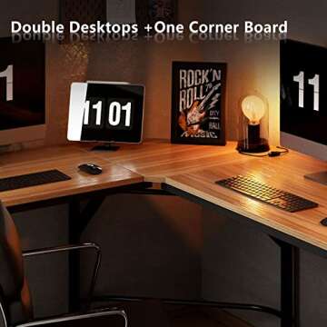 soges L Shaped Gaming Desk, L Desk Computer Corner Desk, 59 x 59 inches Large L Shaped Desk for Home Office, Sturdy Writing Desk Writing Workstation Gaming Table, Oak