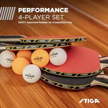 STIGA Performance 4 Player Ping Pong Paddle Set: Elevate Your Game with 4 Premium Rackets & 6 Balls