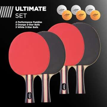 STIGA Performance Ping Pong Paddle Set of 4 & 6 Balls for Fun Play
