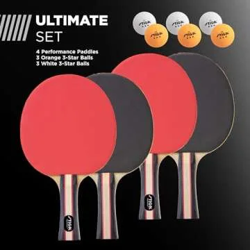 STIGA Performance Ping Pong Paddle Set of 4 & 6 Balls for Fun Play