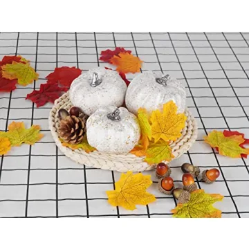 Artmag 8 Pcs Silver Artificial Pumpkins for Fall Decor