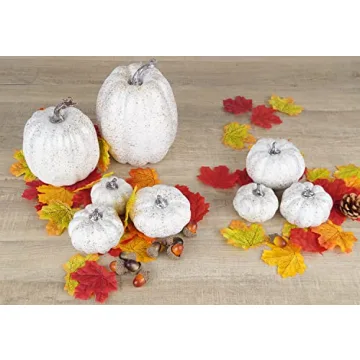 Artmag 8 Pcs Silver Artificial Pumpkins for Fall Decor