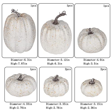 Artmag 8 Pcs Silver Artificial Pumpkins for Fall Decor