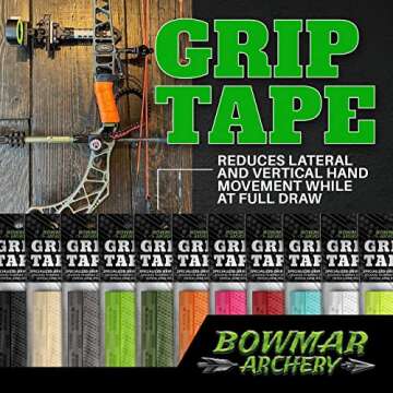 Bowmar Archery Grip Tape, Designed for Archers, Self-Adhering, Effective in Dry or Wet Conditions, Comfortable, Tacky, Easy to Install (Black)