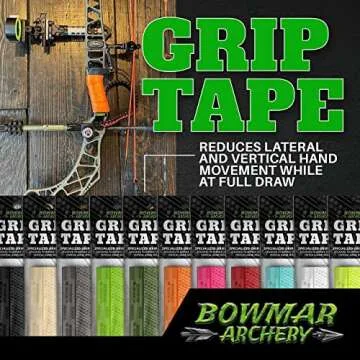 Bowmar Archery Grip Tape, Designed for Archers, Self-Adhering, Effective in Dry or Wet Conditions, Comfortable, Tacky, Easy to Install (Black)