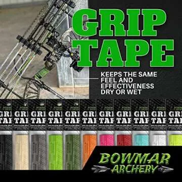 Bowmar Archery Grip Tape, Designed for Archers, Self-Adhering, Effective in Dry or Wet Conditions, Comfortable, Tacky, Easy to Install (Black)