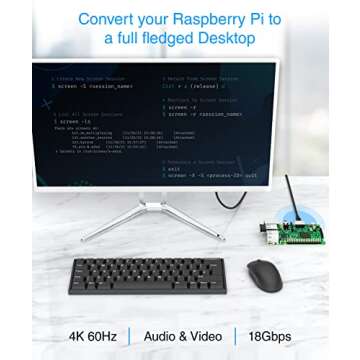 BlueRigger Micro HDMI to HDMI Cable (10FT, HDMI 2.0 4K@60Hz HDR, Male to Male, 3D,18Gbps Cord, ARC) - Compatible with GoPro Hero 7/6, Raspberry Pi 4/5, Sony A6300 Camera/Retroid Pocket 3+, Nikon B500