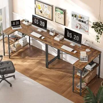 Huuger 47 Inches L Shaped Desk, Computer Desk with Reversible Storage Shelves, Gaming Desk, Corner Desk Home Office Desks, Writing Desk Study Desk with Metal Frame, Rustic Brown
