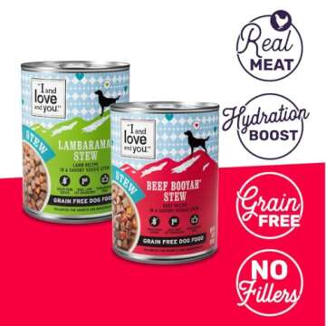 I and love and you Wet Dog Food - Baad Mooon On The Rise Variety Pack - Beef + Lamb, Grain Free, Filler Free 13oz can, 6pk