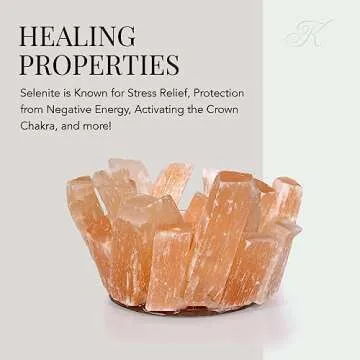 KALIFANO Peach Selenite Candle Holder with Healing Properties