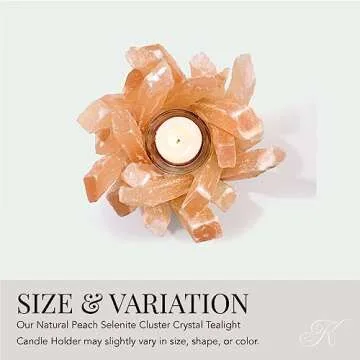 KALIFANO Peach Selenite Candle Holder with Healing Properties