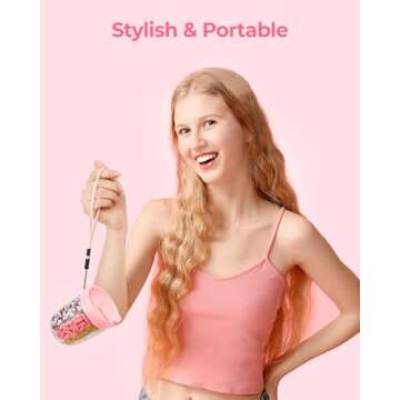 AMOOS Large Pill Dispenser with 6 Compartments, Anti-Mix Pill Bottle Organizer with Wide Opening & Easy Retrieval, Vitamin Organizer for Travel, BPA-Free Pill Box with a Strap and 20 Sticky Labels