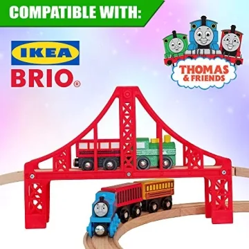 Deluxe Wooden Train Set 55 Pcs Compatible with Thomas