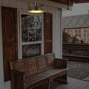 Treekee Dusk to Dawn Outdoor Lighting Porch Light Farmhouse Wall Mount Gooseneck Wall Sconce Exterior Lighting Industrial Black Finish Lantern,1Pack