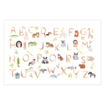 Animal Alphabet Disposable Placemats for Toddlers, 60 Pack