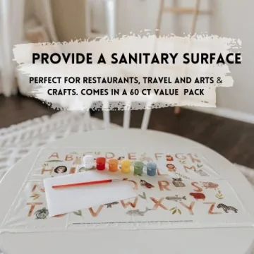 Animal Alphabet Disposable Placemats for Toddlers, 60 Pack