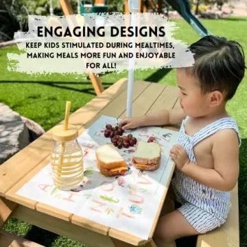 Animal Alphabet Disposable Placemats for Toddlers, 60 Pack