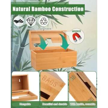 Elayce Bamboo Trash Bag Dispenser - Eco-Friendly Kitchen Storage