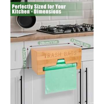 Elayce Bamboo Trash Bag Dispenser - Eco-Friendly Kitchen Storage