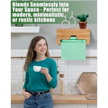 Elayce Bamboo Trash Bag Dispenser - Eco-Friendly Kitchen Storage