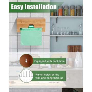 Elayce Bamboo Trash Bag Dispenser - Eco-Friendly Kitchen Storage