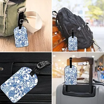 Elegant Zoczos Blue Flower Luggage Tag for Travelers