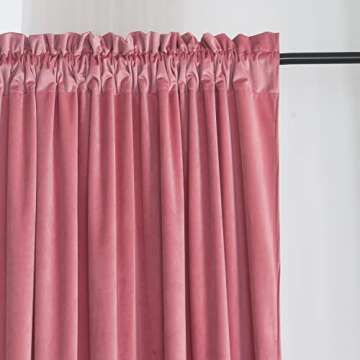 Roslynwood Candy Pink Velvet Curtains for Bedroom, Luxury Room Darkening Window Drapes Thermal Insul...