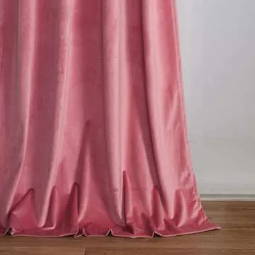 Roslynwood Candy Pink Velvet Curtains for Bedroom, Luxury Room Darkening Window Drapes Thermal Insulation Noise Reduction Door Panels for Dining Room/Nersury, Candy Pink, W52 x L108, 2 Panels