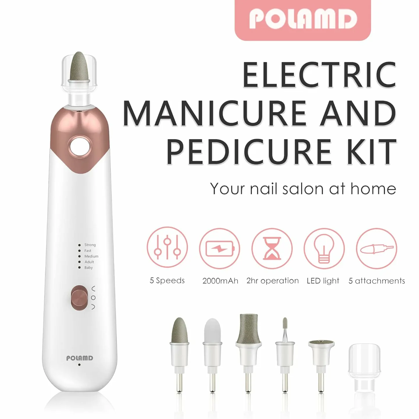 Professional Electric Nail Drill with 5 Speeds