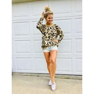 NSQTBA Women's Long Leopard Sweaters for Stylish Comfort
