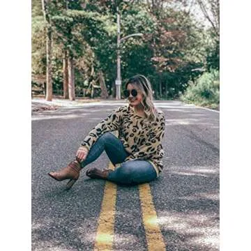 NSQTBA Women's Long Leopard Sweaters for Stylish Comfort