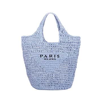 POOOPSSD New Woven Bag - Stylish Straw Mesh Tote for Beach & Parties, Foldable & Durable