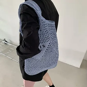 POOOPSSD New Woven Straw Tote Bag for Summer Joys