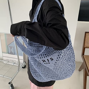 POOOPSSD New Woven Straw Tote Bag for Summer Joys