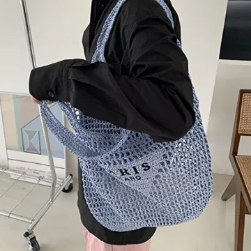 POOOPSSD New Woven Straw Tote Bag for Summer Joys