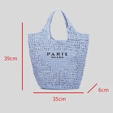 POOOPSSD New Woven Straw Tote Bag for Summer Joys