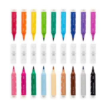 Ooly Double-Sided Stampable Markers, Washable Markers, Marker Stamps and Brush Tip on Each Side, Cute School Suplies, Great for School Replaces Stamp Ink Pad - SCENTED