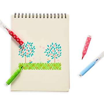 Ooly Double-Sided Stampable Markers, Washable Markers, Marker Stamps and Brush Tip on Each Side, Cute School Suplies, Great for School Replaces Stamp Ink Pad - SCENTED