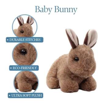 The Petting Zoo Rabbit Stuffed Animal Plushie, Gifts for Kids, Wild Onez Babiez Wildlife Animals, Br...