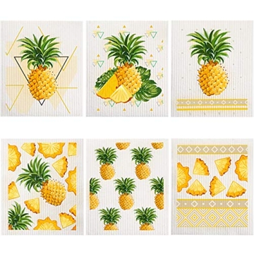 Pineapple Swedish Kitchen Dishcloths - 6 Pieces, Colorful and Absorbent