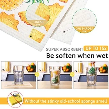 Pineapple Swedish Kitchen Dishcloths - 6 Pieces, Colorful and Absorbent
