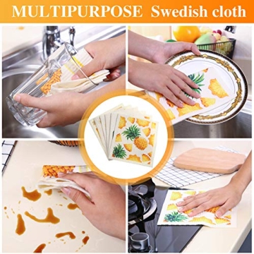 Pineapple Swedish Kitchen Dishcloths - 6 Pieces, Colorful and Absorbent