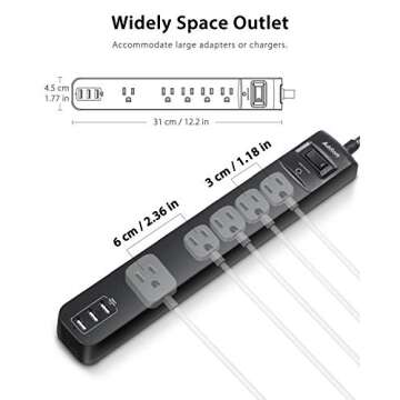 Surge Protector Power Strip with 5 Outlets and USB