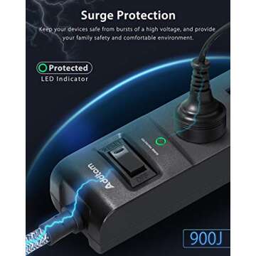 Surge Protector Power Strip with 5 Outlets and USB