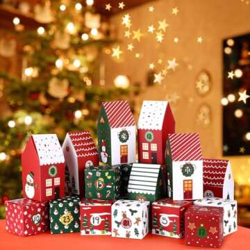 Watersay 24 Empty Advent Calendar Boxes to Fill 2025 Christmas Advent Calendar Boxes DIY Christmas Advent Countdown Gift Boxes for Boys Girls Adults Party Favor