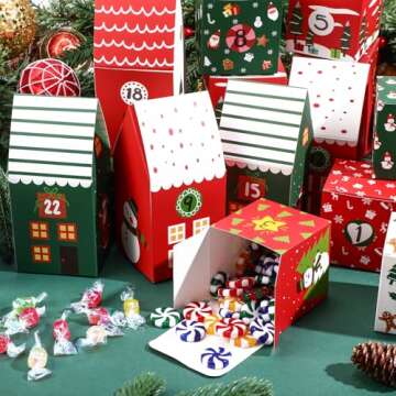 Watersay 24 Empty Advent Calendar Boxes to Fill 2025 Christmas Advent Calendar Boxes DIY Christmas Advent Countdown Gift Boxes for Boys Girls Adults Party Favor